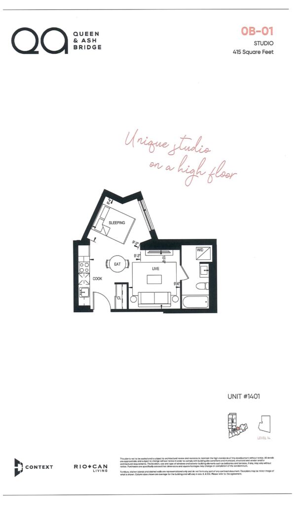 Queen and Ashbridge 1401 floor plan