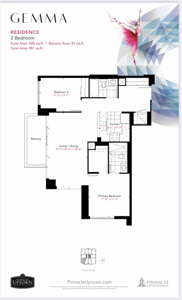 Gemma condo bedroom floor plan